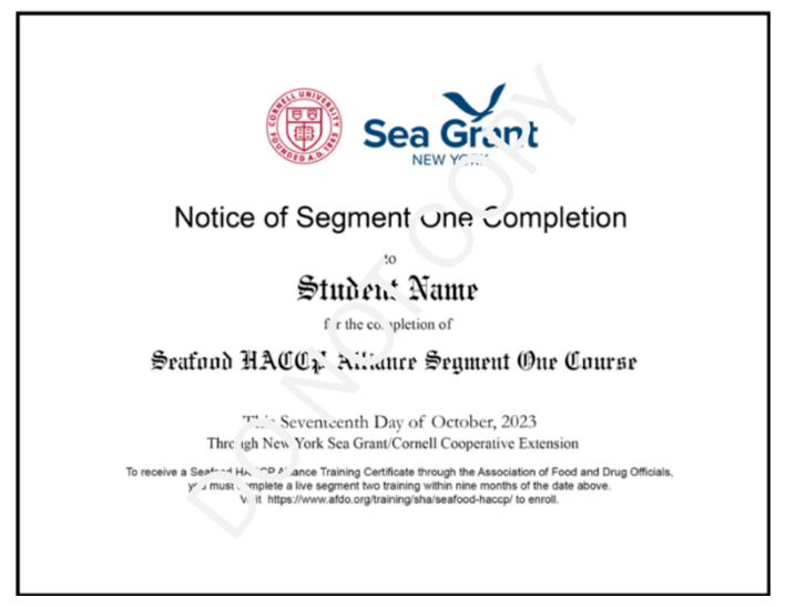 Segment One Notice Of Course Completion